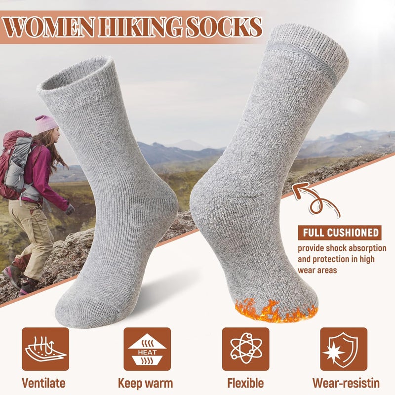 Velice Merino Wool Socks for Women 5 Pairs Warm Winter Hiking Thick Thermal Cozy Boot Work Soft Ladies Crew Socks - Image 5